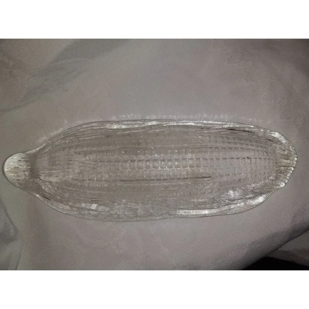 Vintage Crate & Barrel glass cob pattern corn holders set of three